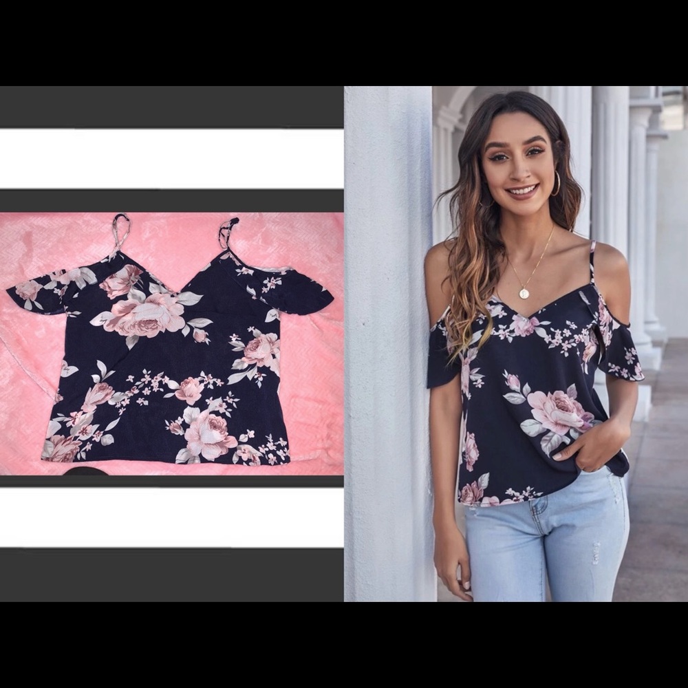 Floral Cold shoulder Top